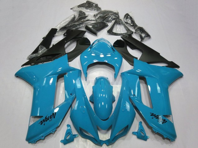 2007-2008 Kawasaki ZX6R Motorcycle Fairings - Blue Black