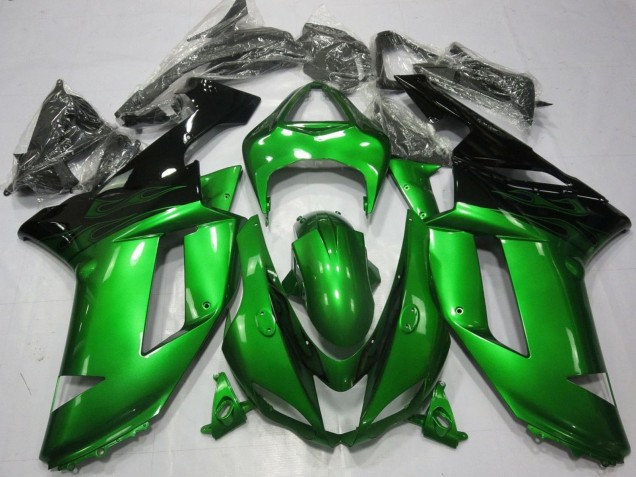2007-2008 Kawasaki ZX6R Motorcycle Fairings - Green Black
