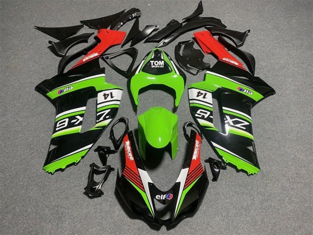 2007-2008 Kawasaki ZX6R Motorcycle Fairings - Black Green White Red