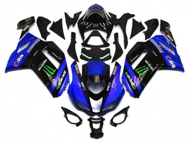 Cheap 2007-2008 Kawasaki ZX6R Motorcycle Fairings - Blue Black Green Monster