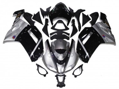 Cheap 2007-2008 Kawasaki ZX6R Motorcycle Fairings - Silver Black Elf