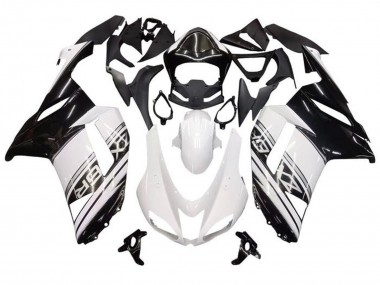 Cheap 2007-2008 Kawasaki ZX6R Motorcycle Fairings - White Black Silver Stripe