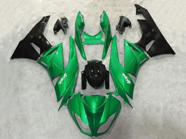 Cheap 2009-2012 Kawasaki ZX6R Motorcycle Fairings - Green Glossy Black White Ninja