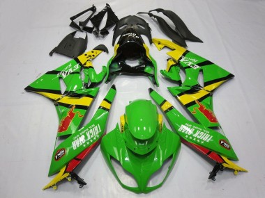 Cheap 2009-2012 Kawasaki ZX6R Motorcycle Fairings - Green Yellow Red Black Trick Star Red Bull