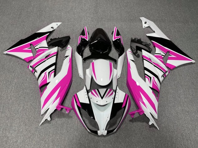 2009-2012 Kawasaki ZX6R Motorcycle Fairings - White Pink Black