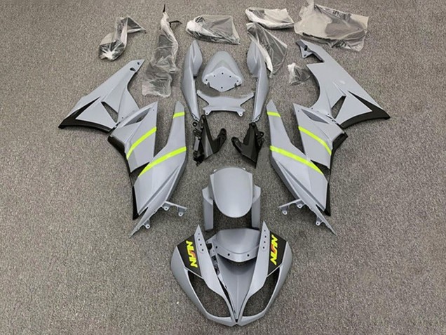2009-2012 Kawasaki ZX6R Motorcycle Fairings - Grey Yellow Stripe