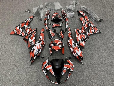 Cheap 2009-2012 Kawasaki ZX6R Motorcycle Fairings - Red White Black Camouflage
