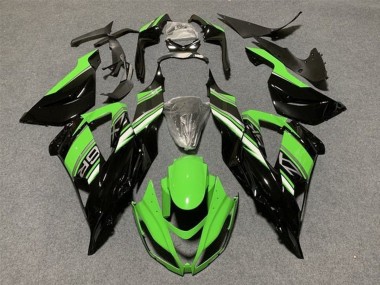 Cheap 2013-2018 Kawasaki ZX6R Motorcycle Fairings Kit - Green Glossy Black