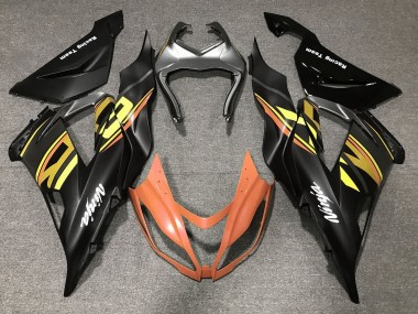 Cheap 2013-2018 Kawasaki ZX6R Motorcycle Fairings - Matte Black Orange Gold