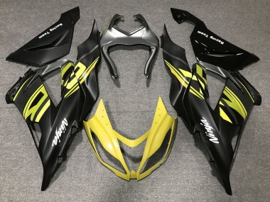 Cheap 2013-2018 Kawasaki ZX6R Motorcycle Fairings - Matte Black Yellow