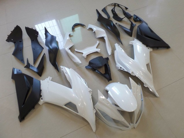 2013-2018 Kawasaki ZX6R Motorcycle Fairing - White Matte Black