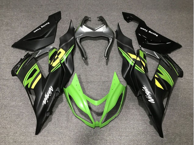 2013-2018 Kawasaki ZX6R Motorcycle Fairings - Matte Black Green Yellow