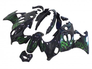 Cheap 2004-2006 Suzuki GSX600F/GSX750F Motorcycle Fairings - Glossy Black Green Flame