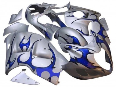 Cheap 1996-2007 Suzuki GSXR 1300 Hayabusa Motorcycle Fairings - Silver Blue Tribal