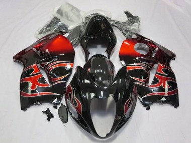 Cheap 1996-2007 Suzuki GSXR 1300 Hayabusa Motorcycle Fairings - Glossy Black Red Tribal