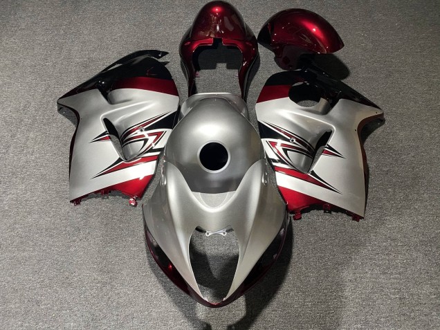 1996-2007 Suzuki GSXR 1300 Hayabusa Motorcycle Fairings - Silver Candy Red