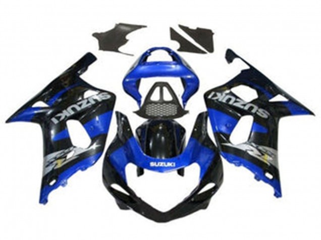 2000-2002 Suzuki GSXR1000 Motorcycle Fairings - Blue Glossy Black Chrome