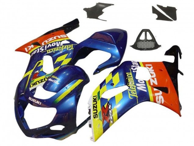 2000-2002 Suzuki GSXR1000 Motorcycle Fairings - Blue Yellow Red Telefonica Motul