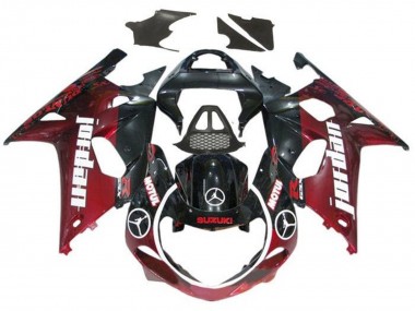 Cheap 2000-2002 Suzuki GSXR1000 Motorcycle Fairings - Glossy Black Dark Red Jordan