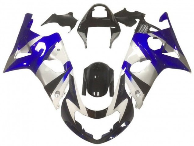 2000-2002 Suzuki GSXR1000 Motorcycle Fairings - Silver Blue Glossy Black