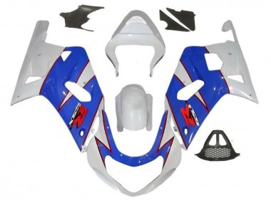 Cheap 2000-2002 Suzuki GSXR1000 Motorcycle Fairings - White Blue Red Pinstripe