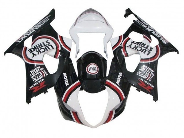 2003-2004 Suzuki GSXR 1000 Motorcycle Fairings - White Black Red Lucky Strike
