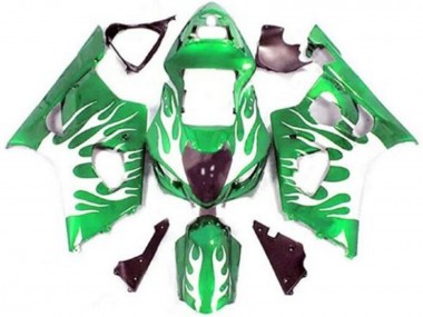 Cheap 2003-2004 Suzuki GSXR 1000 Motorcycle Fairings - Green White Flame