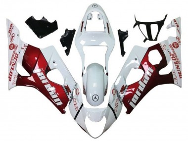 Cheap 2003-2004 Suzuki GSXR 1000 Motorcycle Fairings - White Red Jordan