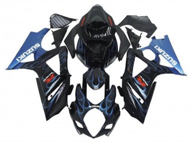 Cheap 2005-2006 Suzuki GSXR 1000 Motorcycle Fairings - Black Light Blue Flame