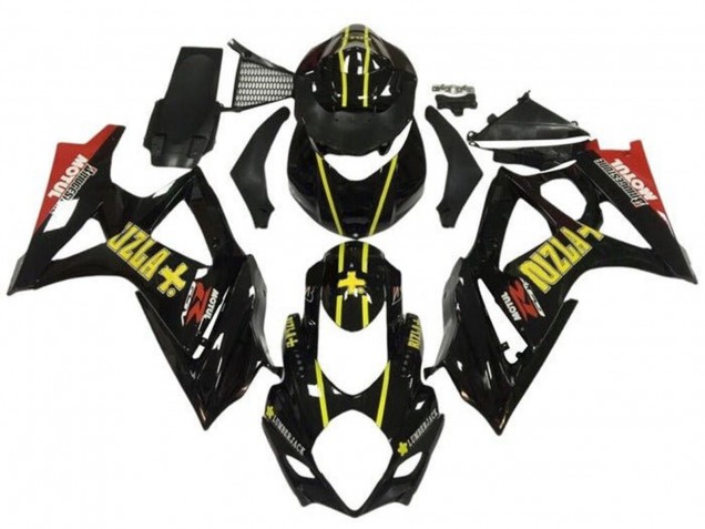 2005-2006 Suzuki GSXR 1000 Motorcycle Fairings - Black Gold Rizla Red