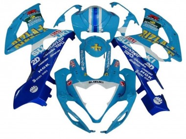 Cheap 2005-2006 Suzuki GSXR 1000 Motorcycle Fairings - Blue White Stripe Rizla