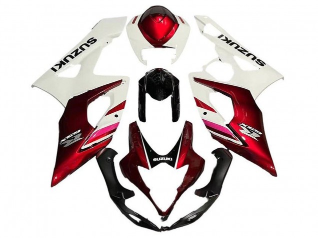 2005-2006 Suzuki GSXR 1000 Motorcycle Fairings - White Candy Red Black