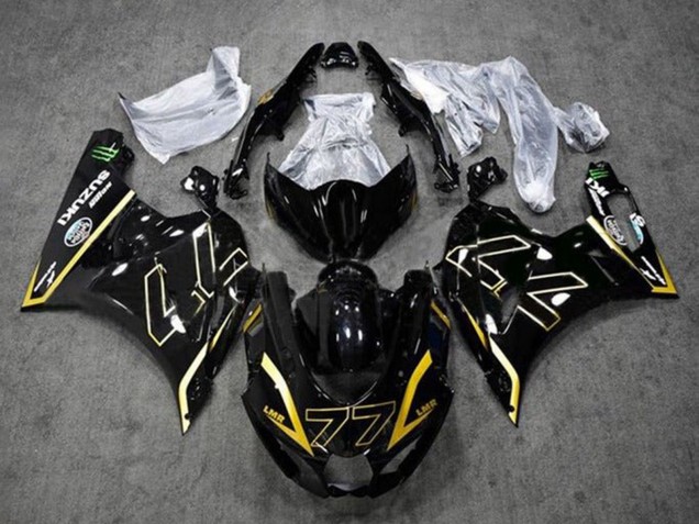 2017-2024 Suzuki GSXR1000 Motorcycle Fairings - Black Gold 77