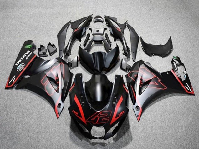 2017-2024 Suzuki GSXR1000 Motorcycle Fairings - Matte Black Red 42