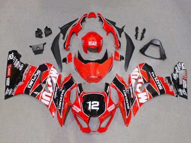 2017-2024 Suzuki GSXR1000 Motorcycle Fairings - Red White Black Motul 12