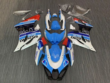 Cheap 2017-2024 Suzuki GSXR1000 Motorcycle Fairings - White Blue Stripe Red Motul