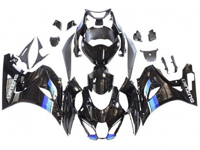 2017-2024 Suzuki GSXR1000 Motorcycle Fairings - Black Blue Stripe