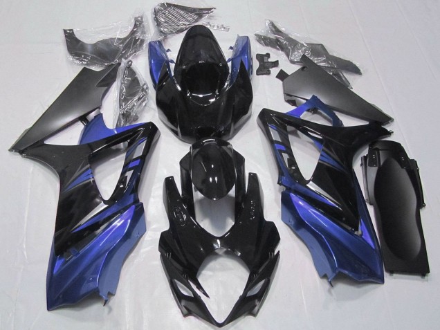 2007-2008 Suzuki GSXR 1000 Motorcycle Fairings Kit - Glossy Black Matte Black