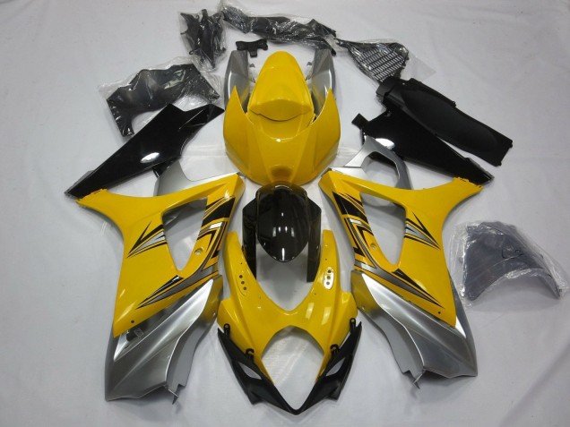 2007-2008 Suzuki GSXR 1000 Motorcycle Fairings - Yellow Silver Black