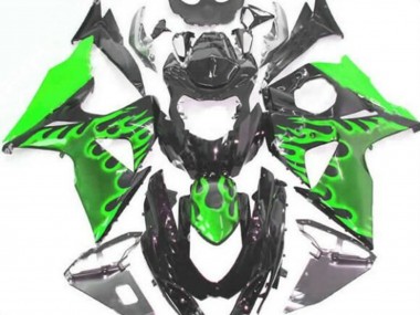 Cheap 2009-2016 Suzuki GSXR 1000 Motorcycle Fairings - Glossy Black Green Flame