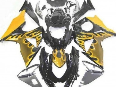 Cheap 2009-2016 Suzuki GSXR 1000 Motorcycle Fairings - Glossy Black Yellow Flame