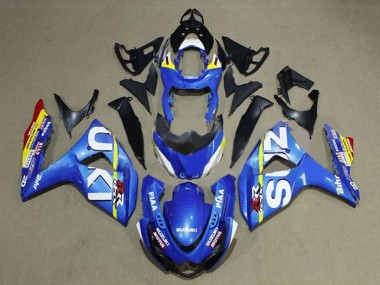 Cheap 2009-2016 Suzuki GSXR 1000 Motorcycle Fairings - Blue White Yellow Stripe
