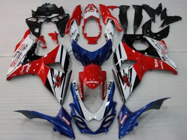 Cheap 2009-2016 Suzuki GSXR 1000 Motorcycle Fairings - White Red Blue Black Stripe