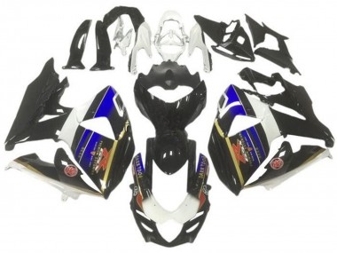 Cheap 2009-2016 Suzuki GSXR 1000 Motorcycle Fairings - White Blue Black Gold Stripe