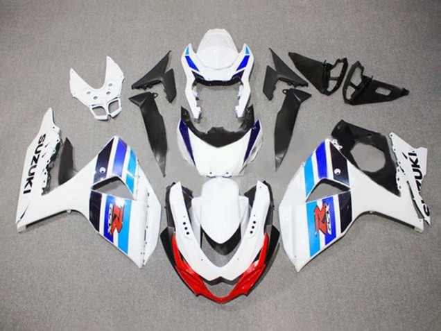 2009-2016 Suzuki GSXR 1000 Motorcycle Fairings - White Blue Red Black Stripe