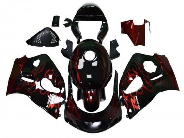 Cheap 1996-2000 Suzuki GSXR 600 / GSXR 750 Motorcycle Fairings - Black Red Flame