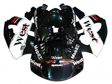 Cheap 1996-2000 Suzuki GSXR 600 / GSXR 750 Motorcycle Fairings - Black White West