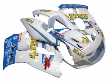 Cheap 1996-2000 Suzuki GSXR 600 / GSXR 750 Motorcycle Fairings - White Blue Yellow Rizla