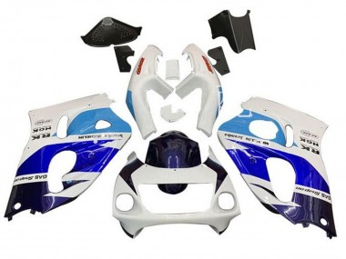 Cheap 1996-2000 Suzuki GSXR 600 / GSXR 750 Motorcycle Fairings - White Triple Blue