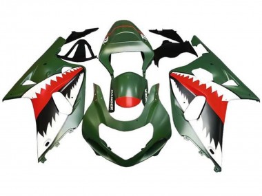 Cheap 2001-2003 Suzuki GSXR 600 / GSXR 750 Motorcycle Fairings - Matte Army Green White Red Shark